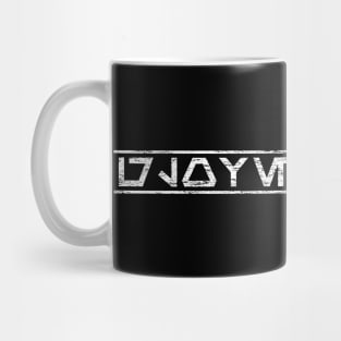 Gloveaholic Aurebesh (white text) Mug